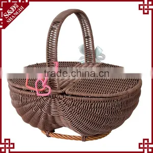 S.D Washing Plastic Rattan Fruit and Gift Basket With Single Handle thumbnail-2