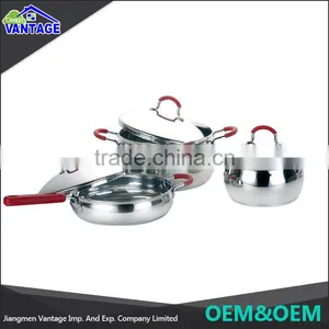 Good Quality Wholesale Mirror Polish 3pcs Cookware Stainless With Silicone Handle thumbnail-3