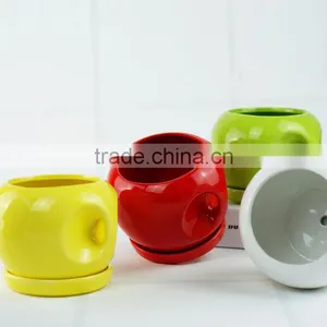 New Design Colorful Ceramic Cup Shaped Flower Pot thumbnail-1