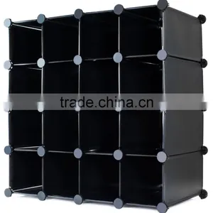 PP Shelf Storage With Doors Shoe Rack Organizer Shelving System Plastic White thumbnail-1