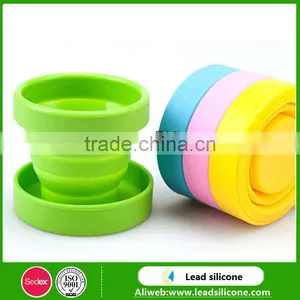 Eco-friendly Collapsible Silicone Coffee Cup For Camping/Silicone Flodable Cups With Lids thumbnail-4