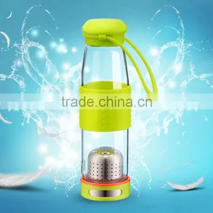 Haonai Promotional Borosilicate Sports Filter Water Glass Bottle With Silicon Sleeves thumbnail-6
