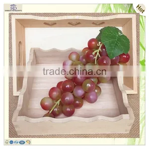 Handle Hole Heart Carving Waving Edge Wooden Tray thumbnail-3