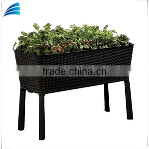 Outdoor Rattan Wicker Patio Garden Flower Plant Planter Raised Elevated Garden Bed thumbnail-1