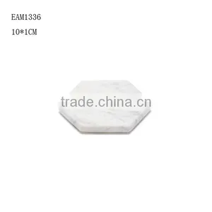 White Carrara Marble Coaster Hexagon Coasters thumbnail-1