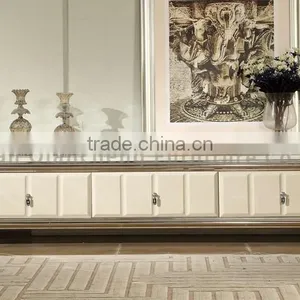 Dining Room White TV Stand Marble Top thumbnail-2