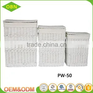 Customized Cheap Handwoven Unique Round Folding Brown Wicker Laundry Basket With Cover thumbnail-4