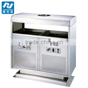 Outdoor Metal Waste Container Dustbin Garbage Trash Bin thumbnail-4