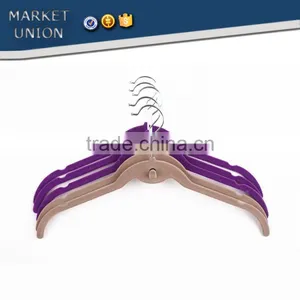 ABS Plastic Velvet Antiskid Hangers Flocking Clothes Hanger With Pulley for Women thumbnail-1