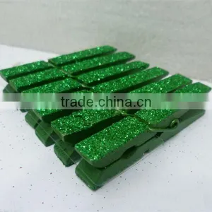 Small Green Christmas Boutique Crafts Wooden Clips thumbnail-1
