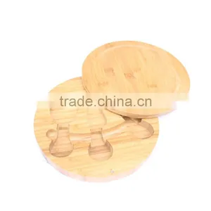 Round Bamboo Cutting Board Storage Knives Bamboo Kitchenware Sets thumbnail-1