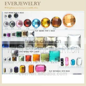 Two Holes Flat Back Acrylic Rhinestone,sew on Acrylic Rhinestone thumbnail-1