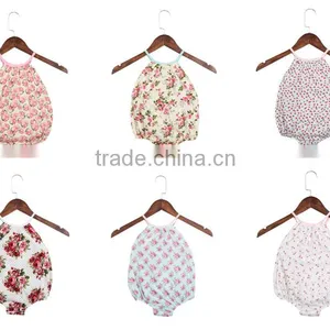 Summer Hot Sale Infant and Toddlers Clothing Romper Boutique Baby Girl Floral Bubble Romper thumbnail-1