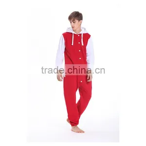 Fashion Onesie Jumpsuits With Contrast Sleeves Red Jumpsuits for Men thumbnail-1
