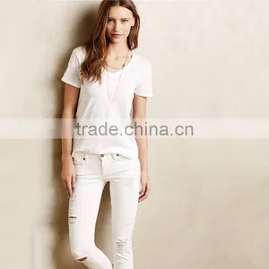 Wholesale Blank White t Shirt Below $1,100 Polyester v Neck t Shirt thumbnail-1