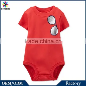2015 Summer Fashion Short Sleeve Cotton Red Newborn Baby Romper Sunglasses Infant Clothes From China thumbnail-1