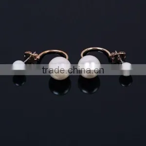 Elegant Lady Pearl Bead Gold Plated Ear Piercing Pin Earrings thumbnail-1