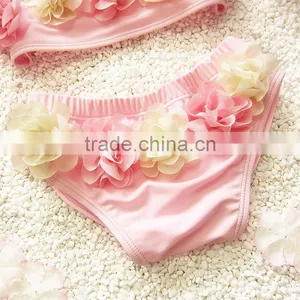 S31357W New Style Summer Wear Girls Flower Appliqued Swimming Suits thumbnail-4
