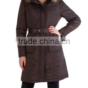 Women's Hooded Long Parka CoatPQ248 thumbnail-2