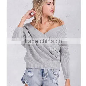 V Neck Sweater Women Spring Autumn Loose Long Batwing Sleeve Sweater Tops Fashion Pullovers Thin Sweaters Jumper 2017 thumbnail-1