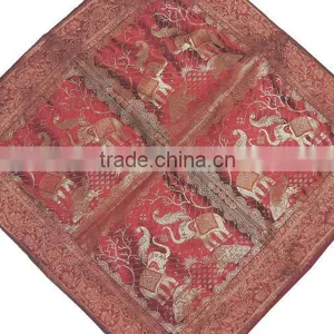 Elephant Maroon Zari Brocade Cushion Cover - Beautiful Stylish Decorative Euro Sham 26" thumbnail-1