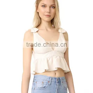 2017 OEM Girls Charming Bow Shoulder Harness Crop Cute Blouses thumbnail-2