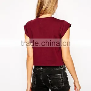 Cropped Boyfriend T-shirt With Roll Sleeve China Products thumbnail-3