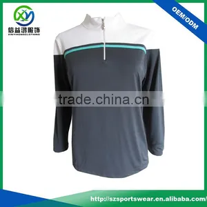 Mock Neck Zip Placket Ladies Golf Outfits Pullovers thumbnail-1