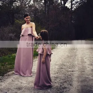 Mommy and me Maxi Dresses Family Clothing Sets Light Purple Women Wear thumbnail-4