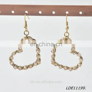 Lastest Design Antique Gold Wire-wound Heart Drop Earing Handmade Beaded Earring thumbnail-2