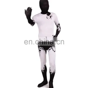 White & Black Lycra Spandex Zentai Costume Halloween Party Mask/Hood Open Face/Eyes/Full Hood thumbnail-2
