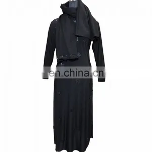 Women's Free Size Black Colour Lycra(Stretchable) With Diamond Stone Work & Embroidery Lace Work / Islamic Wear Burkha thumbnail-1