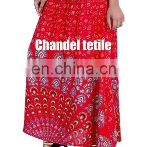 Mandala Printed Skirt and Dress Stretch Waist Ethnic Casual Skirt Bohemian Women Skirt Wrap New Women Skirt Rayon Indian thumbnail-5