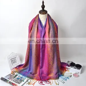 Fancy Rainbow Cotton Elephant Jacquard Pashmina Hijiab Shawl Scarf thumbnail-2