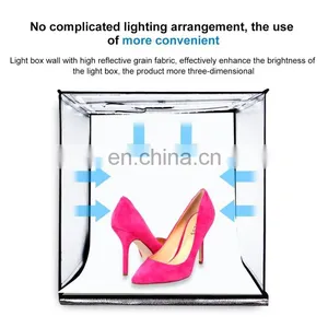 PULUZ 60cm Folding Portable 60W 2 x 1690LM 5500K White Light Photo Studio Shooting Tent Box Kit thumbnail-5