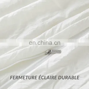 Amazon Basics Luxury Soild Warm Heat Anti-wrinkle Washed White King Home Bedding Duvet Cover Set thumbnail-6
