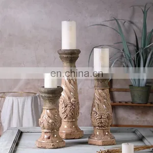 Wholesale Vintage Home Decoration Piece Hotel Custom Cheap Cement Antique Candle Stand Holders thumbnail-1