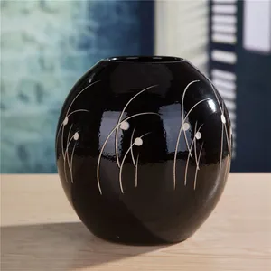 Large Black Japanese Style Hand Made Aloe High Temperature Ceramic Vase For Garden Flower Shop thumbnail-5