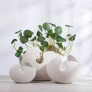 Nordic Modern Elegant Style White Eggshell Creative Ceramic Flower Vase Decoration For Home Table thumbnail-1