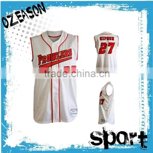 100% Polyester Dri Fit Sleeveless Baseball Jersey Pattern Baseball Jersey Buttons Shirt thumbnail-1
