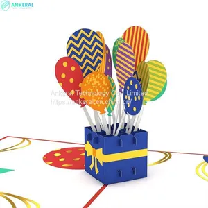 Happy Birthday Balloons 3D Pop-up Card Best Color Printing Birthday Blessing Cards for Kids thumbnail-1