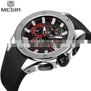 MEGIR 2053G Boy's Fashion Quartz Hand Watch Rubber Strap Watch Sport Men thumbnail-4