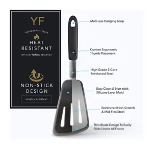 Kitchen Accessories Home and Kitchen Cookware Sets Heat Resistant Rubber Kitchen Spatula - Ideal for Fish, Eggs Turner thumbnail-4