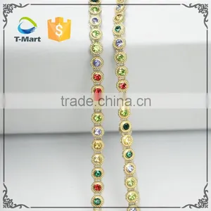 Golden Plastic Trimming With Multicolor Round Beads thumbnail-3