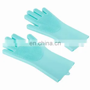 Household Silicone Reusable Easy to Clean Wash The Dishes Magic Dishwashing Cleaning Gloves thumbnail-4