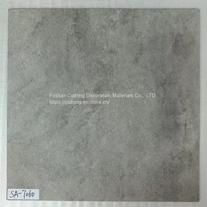 Square PVC Floor Cement Pattern Gray LVT Floor Waterproof Ground Stone Armorite Plastic Floor Tile Flooring Glue Foshan Wholesale thumbnail-1