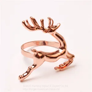 Table Accessories Rose Gold Silver Christmas Napkin Ring With Elk Plum Deer Style thumbnail-2