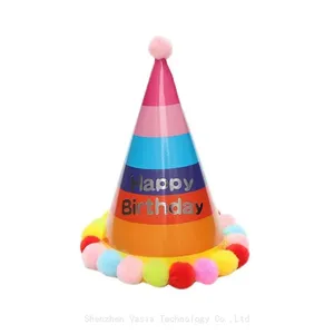 Factory Wholesale Multi-Style Birthday Hats With Plush Balls for Children & Adult Party Supplies thumbnail-2