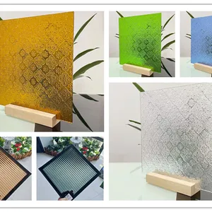 Bronze Blue Grey Color Embossed Glass for Window and Door thumbnail-1
