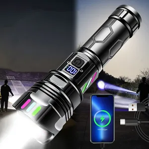 1280LM White Laser Rechargeable Flashlight 10W Telescopic Zoom Torch With Power Bank IP45 Waterproof thumbnail-1